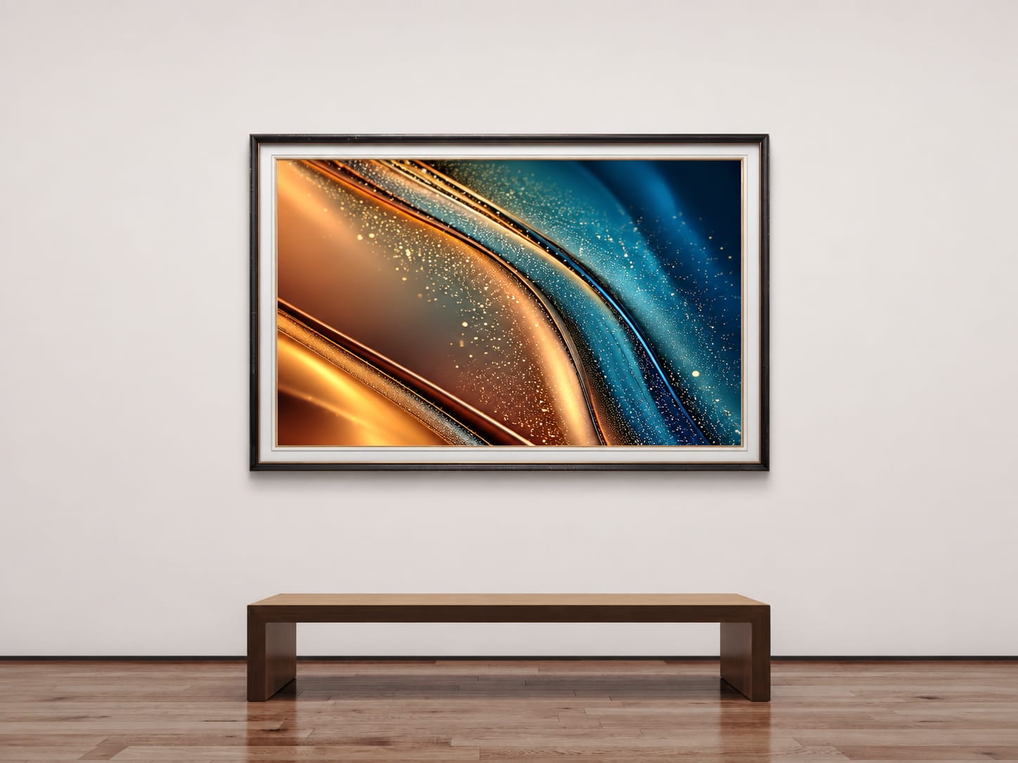 Blue Gold Abstract Flow framed wall art