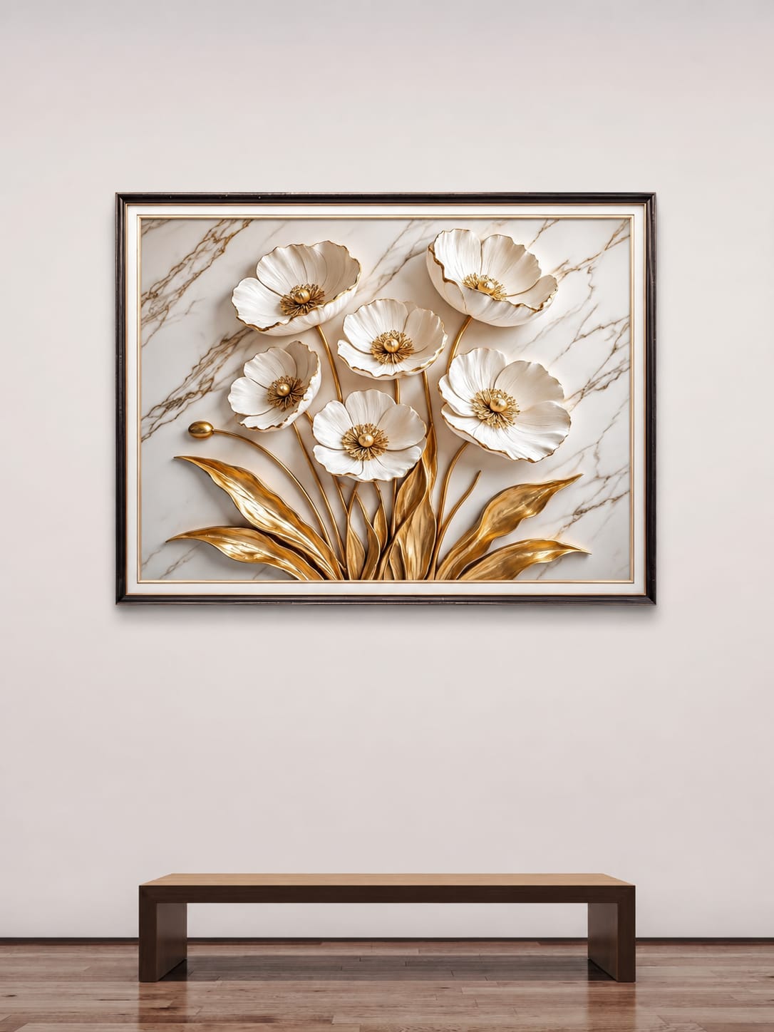 Marble Bloom Luxury Floral framed wall art
